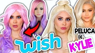 PROBANDO PELUCAS BARATAS DE WISH 😱 ¿La Peluca de KYLIE JENNER [upl. by Lurline]