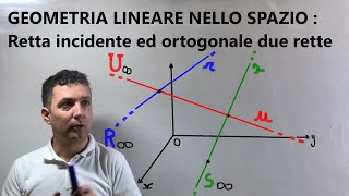 Retta incidente e ortogonale a due rette date Esercizio svolto passo passo Geometria analitica [upl. by Nawram]