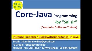 Java Instance initializer block with Inheritance  Java Inheritance  Java Constructor  382 [upl. by Gemoets]