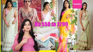 OMG 👌Must Buy Designer Sarees From Meesho Rs550 to 1299 Only meesho designer sarees [upl. by Muhcon]