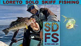 Solo Skiff Fishing Loreto Baja California Sur  Dorado Mahi Trolling amp Cabrilla Jig Fish SDFS BCS [upl. by Mace]