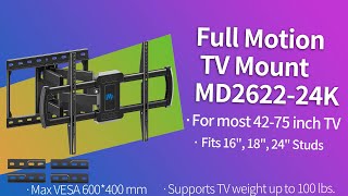 How to Install Mounting Dream UL Listed Full Motion TV Wall Mount MD262224K [upl. by Atnicaj81]