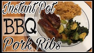 EASY Instant Pot Boneless Country Style BBQ Pork Ribs WITH RICE [upl. by Roderica]