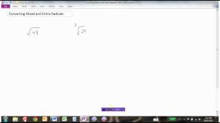 Converting EntireMixed Radicals with Variables [upl. by Oman423]