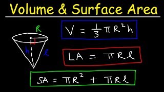 Volume and Surface Area of a Cone amp Lateral Area Formula Basic Geometry [upl. by Noerb5]