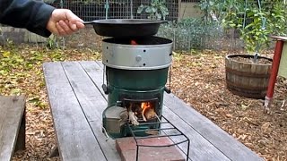 Stovetec Rocket Stove Cooking Demonstration Off The Grid Eggs Fueled By Wood Chips amp Twigs [upl. by Molini746]