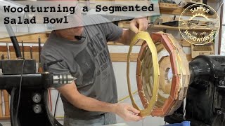 Woodturning a Segmented Salad Bowl with Walnut Canarywood and Padauk  Michael says Wow [upl. by Nairot182]