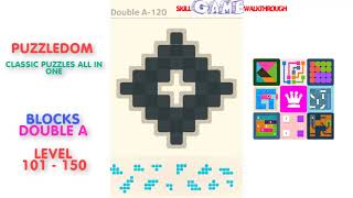 Puzzledom  Blocks Double A Level 101  150  Walkthrough [upl. by Helban]