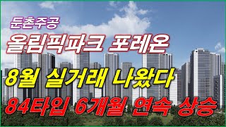 올림픽파크 포레온 둔촌주공 8월 실거래가 나왔다 84타입 평균 매매 가격 6개월 연속 상승  서울 아파트  서울 부동산 [upl. by Josey]