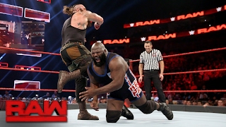 Mark Henry vs Braun Strowman Raw Feb 13 2017 [upl. by Nonnahc327]