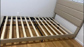 Allewie King Bed Frame Platform Bed w Fabric Upholstered Headboard and Wooden Slats Support Review [upl. by Vivianne]