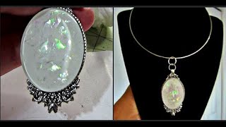 BEEBEECRAFT GLASS CABOCHON PENDANT DIY FAUX OPAL TUTORIAL10 DISCOUNT CODE BELOW [upl. by Adon712]