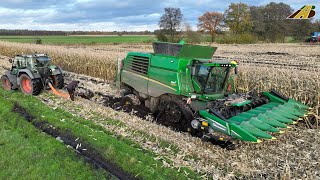 Extrembedingungen Körnermaisernte 2023 Raupen Mähdrescher vom Lohnunternehmen mud fight Corn Harvest [upl. by Scurlock545]