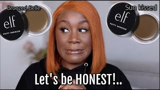 TESTING NEW ELF PUTTY BRONZERS  swatches amp comparison on dark skin [upl. by Roose100]