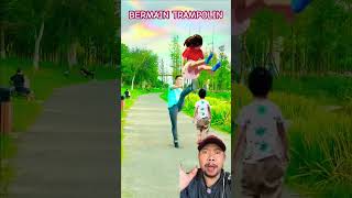 SERUNYA BERMAIN TRAMPOLIN funny fun comedy shortsfeed [upl. by Bilski247]