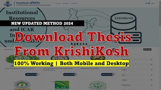 How to download Thesis pdf from Krishikosh  Update 2024  100 Working  Both Desktop amp Mobile [upl. by Ahsaele]