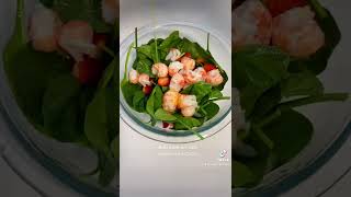 Quick salad  strawberries baby spinach and lobster langostino tails [upl. by Urson]