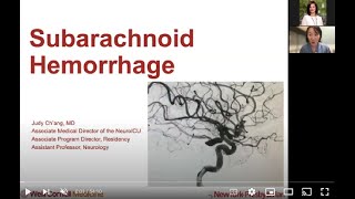 Neuro Lecture Subarachnoid Hemorrhage with Dr Judy Chang [upl. by Chien]