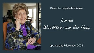 Dienst ter nagedachtenis aan Jannie Woudstravan der Hoop  9 december 2023 [upl. by Karoly]