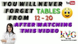 Learn Tables smartly from 12 to 20 [upl. by Ayotac]