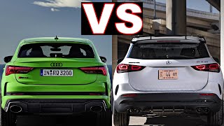 2021 Mercedes gla vs Audi Q3 2021 GLA 45 vs RS Q3 Sportback Luxury small SUVs review gla q3 [upl. by Onimod]