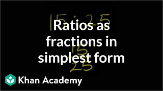 Ratios as fractions in simplest form  PreAlgebra  Khan Academy [upl. by Kirad]