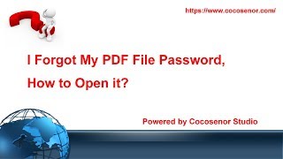 I Forgot My PDF File Password How to Open [upl. by Clapp]