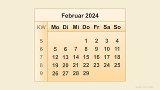 Kalender Februar 2024 [upl. by Burnight993]