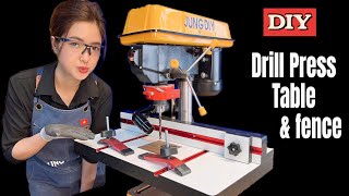 I Make A Simple Drill Press Table And Fence With Dust Collection  DIY Drill Press Table [upl. by Jordanna]