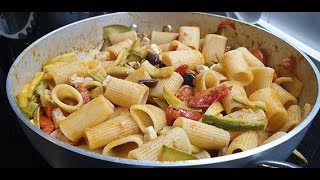 Mezzi Rigatoni Pesce Spada Zucchine Pomodorini Rigatoni pasta with Sword fish and Zucchini [upl. by Learrsi]