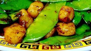 Stir Fry  Baby Scallop with Snow Peas in Oyster Sauce [upl. by Junji846]