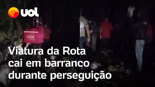 Viatura da Rota cai em barranco durante perseguição em São Paulo e deixa PMs feridos [upl. by Nytsua]