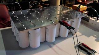 Capacitor bank 113kJ 350V discharge test  Featured on Hacked Gadgets [upl. by Dronski]