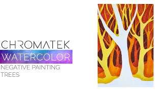 Negative Painting to Paint Watercolor Trees  Chromatek Tutorials  Lesson 04 [upl. by Ethelind461]