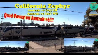 Amtrak California Zephyr 603 and 501 at Roseville CA  11032023 [upl. by Ocirnor]