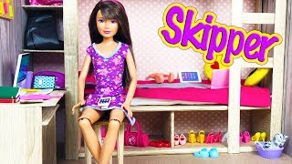 Barbie Skipper Morning Routine dans sa Chambre avec lits superposés 💖Barbie Sisters Bunk Bed Room [upl. by Ahcsatan657]