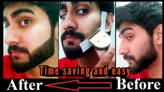 how to set beard by using tape at home  how to make khat  trim beard by own self [upl. by Dorweiler21]