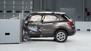 2016 Fiat 500x driverside small overlap IIHS crash test [upl. by Toole]