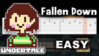 Fallen Down  Slowed Undertale  EASY Guitar tutorial TAB AND CHORDS [upl. by Oirad]