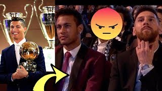 Ronaldo Wins Ballon dOr Watch How Messi amp Neymar React [upl. by Atsilac911]