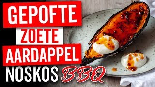 Gepofte zoete aardappel van de BBQ met chipotleahornboter [upl. by Oiramat]