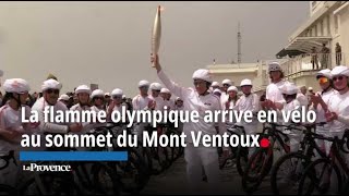 La flamme olympique arrive sur le Mont Ventoux à vélo [upl. by Sices]