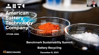 Benchmark Minerals Sustainability Summit Battery Recycling  ABTC CEO Ryan Melsert  Dec 9 2021 [upl. by Yenaffit]