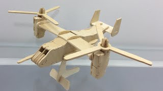 3D Woodcraft Construction Kit DIY How to make a wooden of Osprey Aircraft [upl. by Verney]