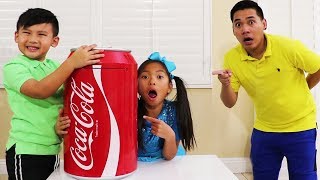 Wendy amp Liam Pretend Play w Giant Coke Toy to Johny Johny Kids Learning Song [upl. by Onaicilef32]