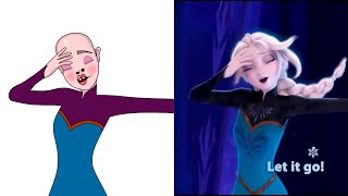 Frozen Elsa Song Funny Drawing Meme [upl. by Alyl]