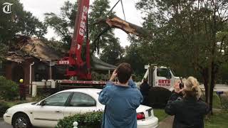 Irma drops large oak tree into Riverdale Drive home [upl. by Aym]