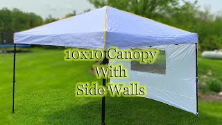 10X10 Canopy With Side Walls Complete Assembly and Takedown Instructions  One Person Setup [upl. by Amleht]