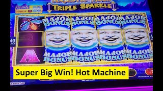 Majestic Moon Triple sparkle Super Big Win on a Hot Machine Konami Game [upl. by Doowrehs]