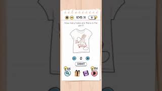 Brain test Level 31 how many holes on shirt Walkthrough [upl. by Harte]